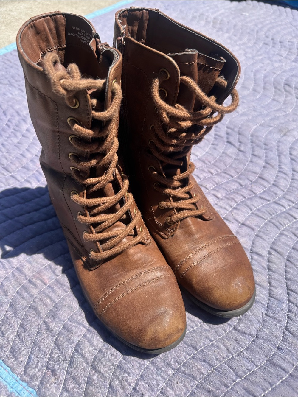 Target Brown Lace-Up Combat Boots